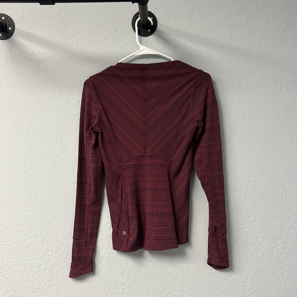 Lululemon W’s Sz 4 Kanto Catch Me LS Kanto Stripe Wine Berry Black. ExcltCnditn! - Picture 7 of 10